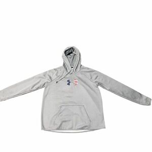 Under Armour Gray USA Flag Logo Hoodie Large